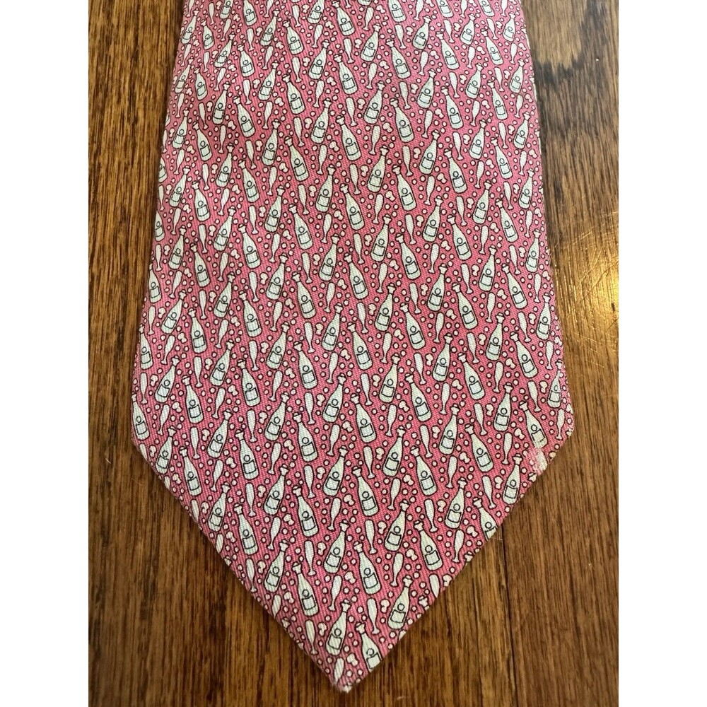 Vineyard Vines Men's Silk Tie Pink Champagne Wine Bottle Preppy Novelty Necktie